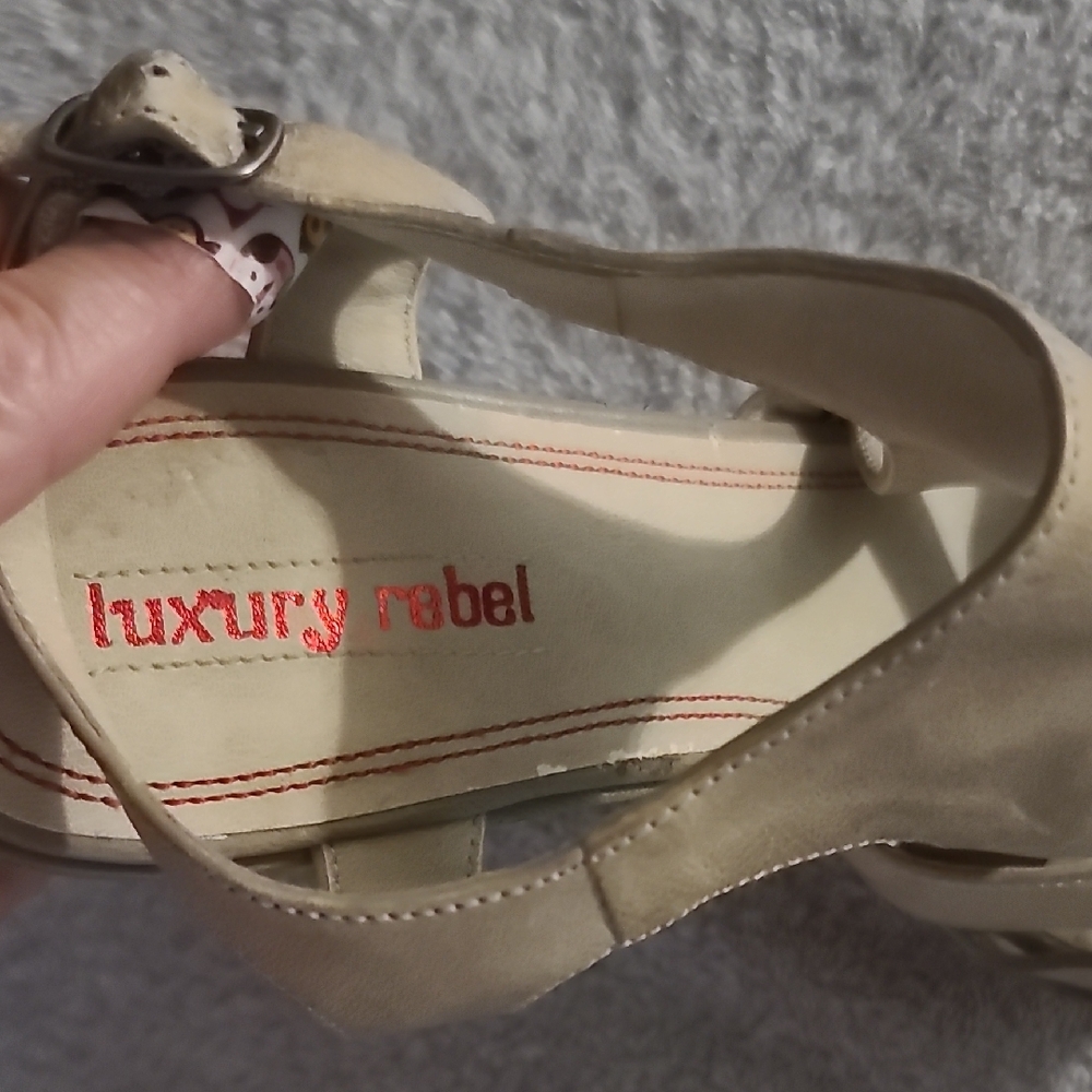 Luxury Rebel Taupe Strappy Heels - Picture 4 of 6